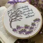 A literary embroidery kit inspired by Wuthering Heights, featuring an elegant stitched design with high-quality embroidery threads, fabric, needle, and instructions.