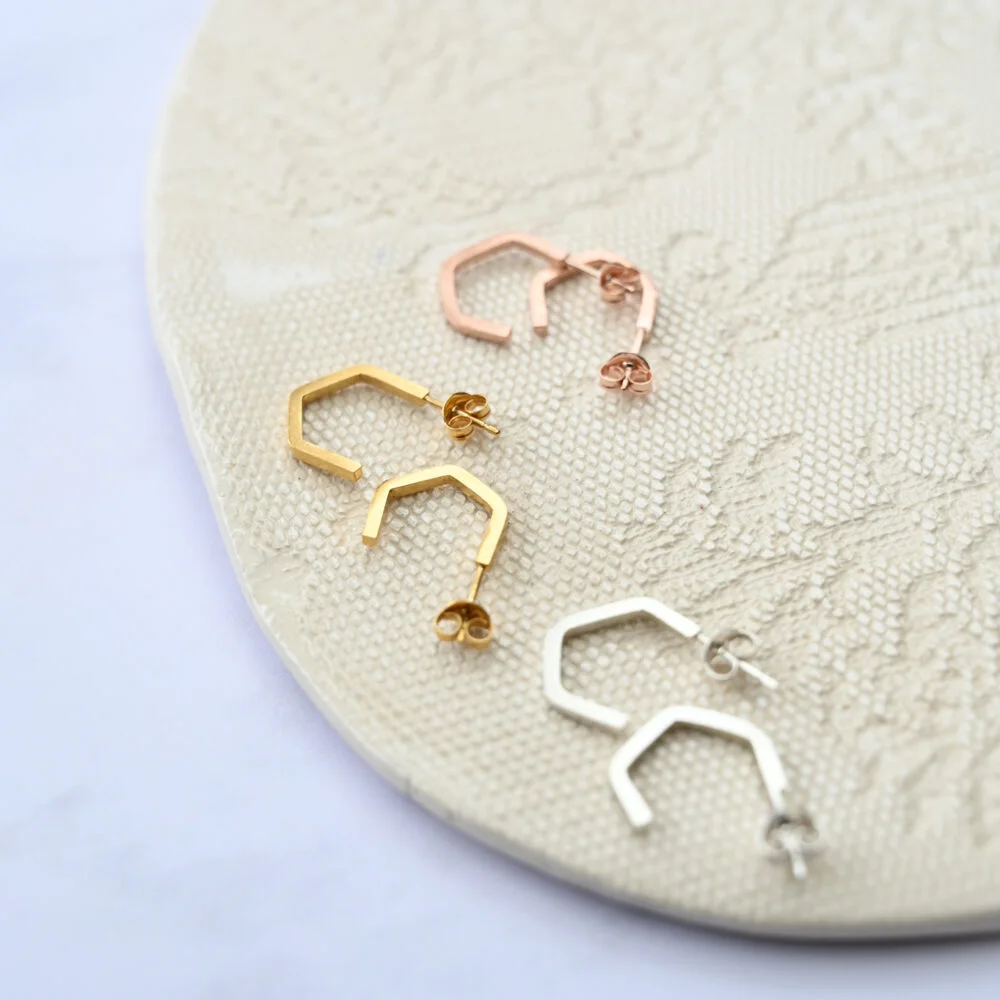 Hexagon Hoop Earrings