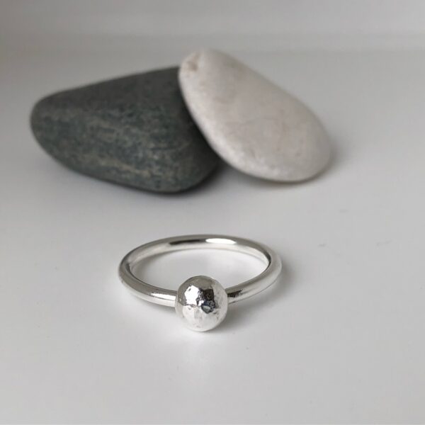 Silver pebble ring
