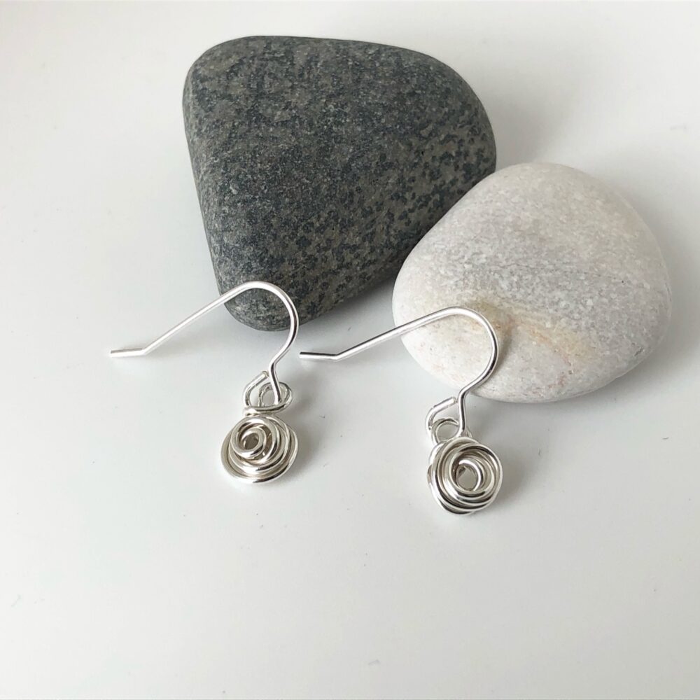 Silver squiggle drop earrings