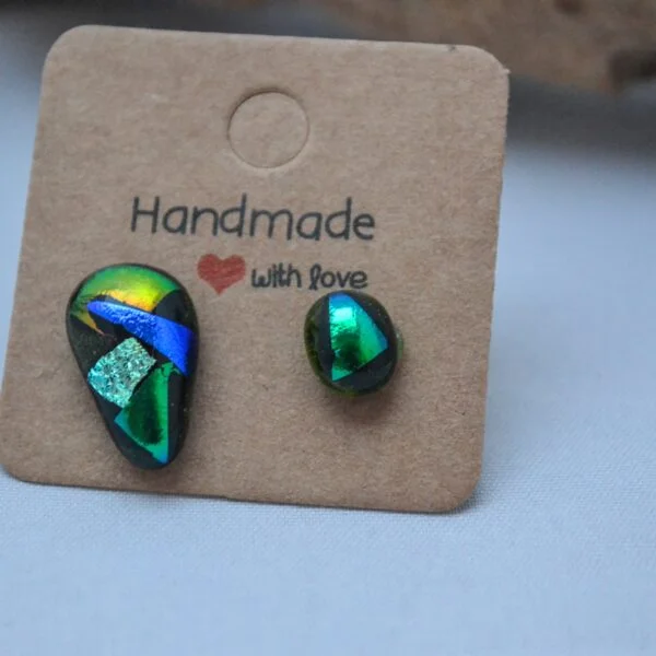 Aria Creations Lorikeet Mixed Fused Glass Ear Studs