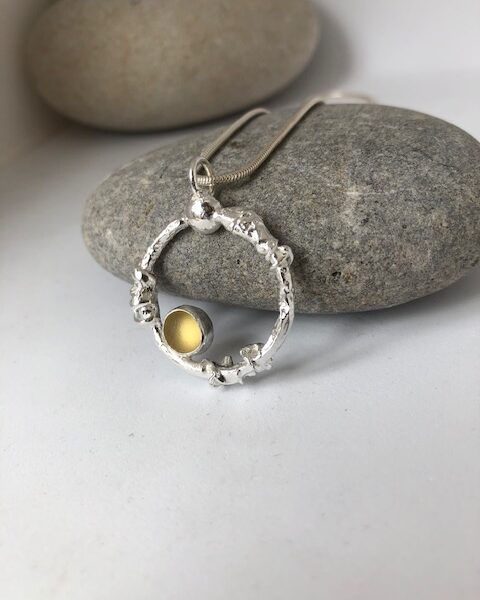 Silver and yellow seaglass necklace