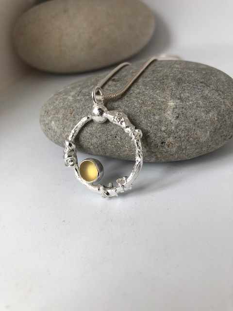 Silver and yellow seaglass necklace