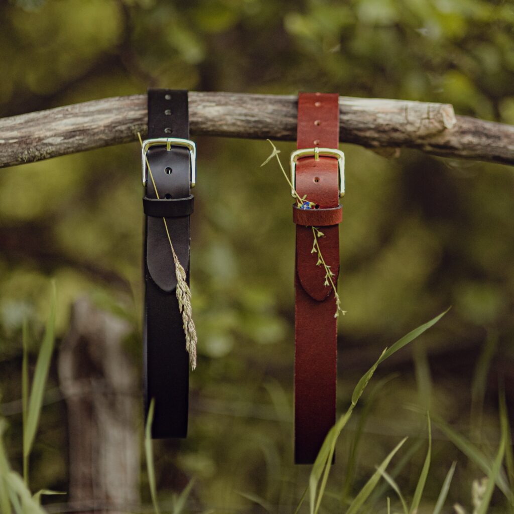 Black and brown leather belts