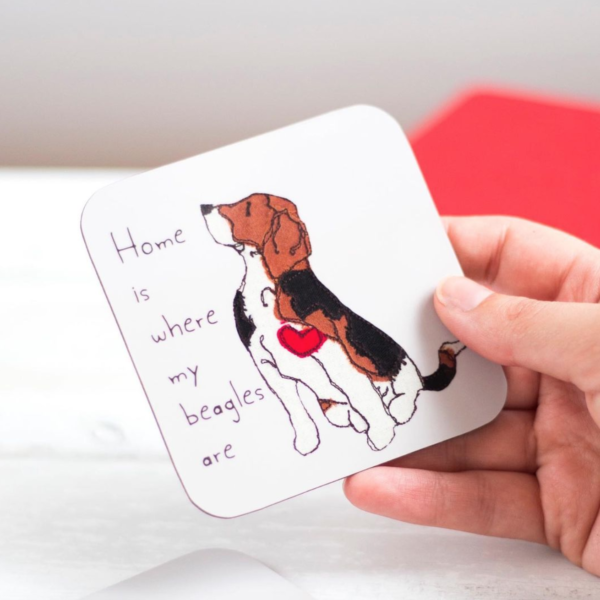 Ren and Thread Pet Gifts, Accessories, Home is where my beagles are coaster