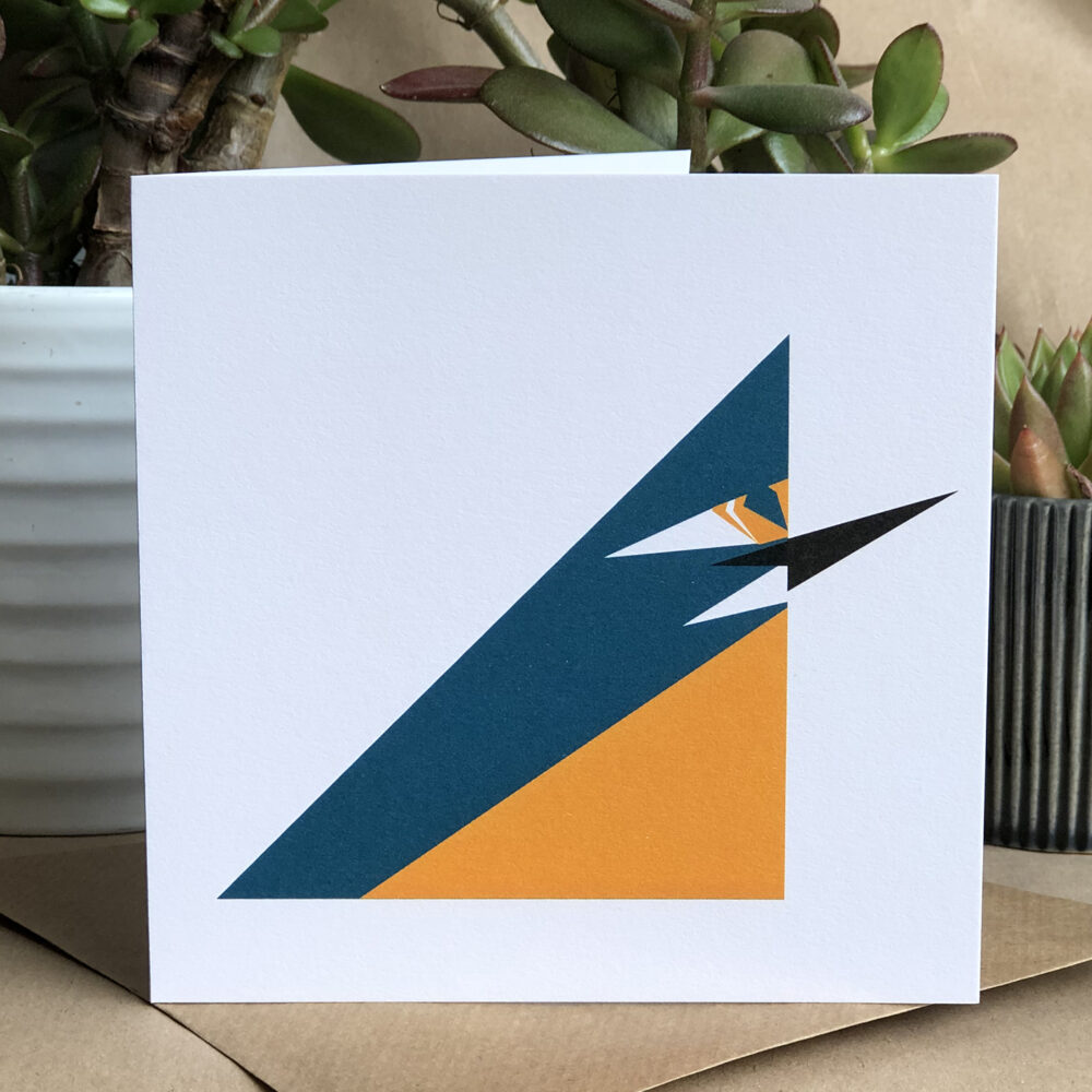 Twenty Birds Small Card with a kingfisher on the front. The inside is left blank