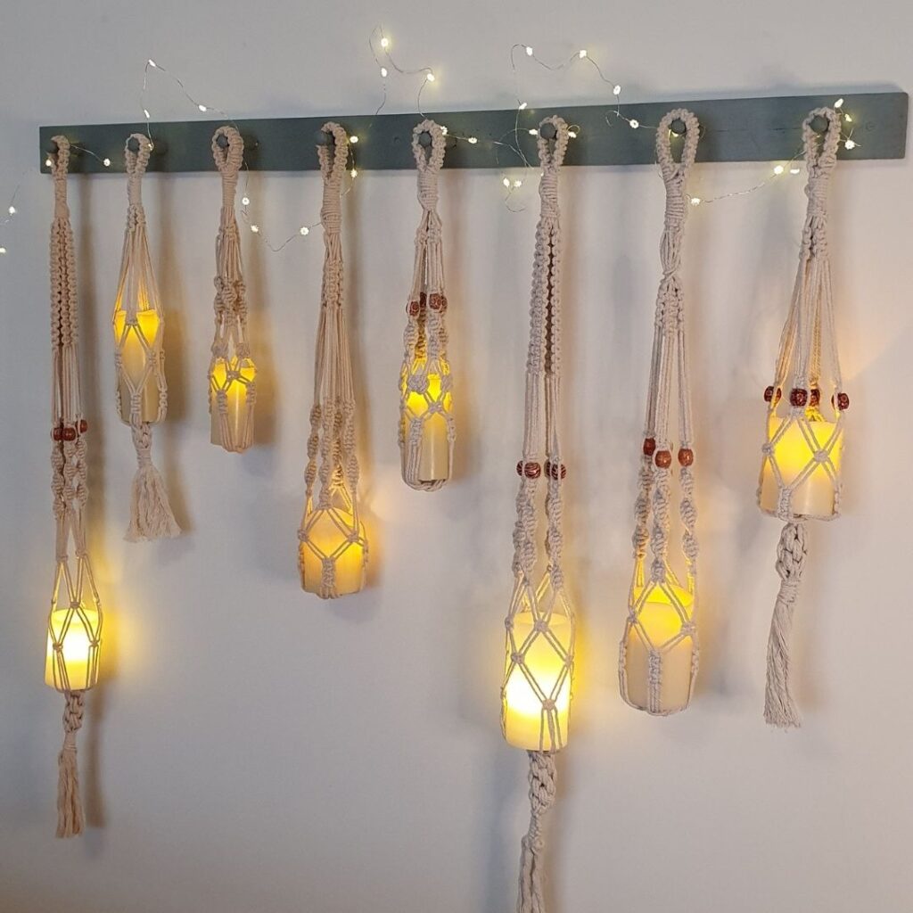 needle in the mill, macrame lanterns in natural cotton cord