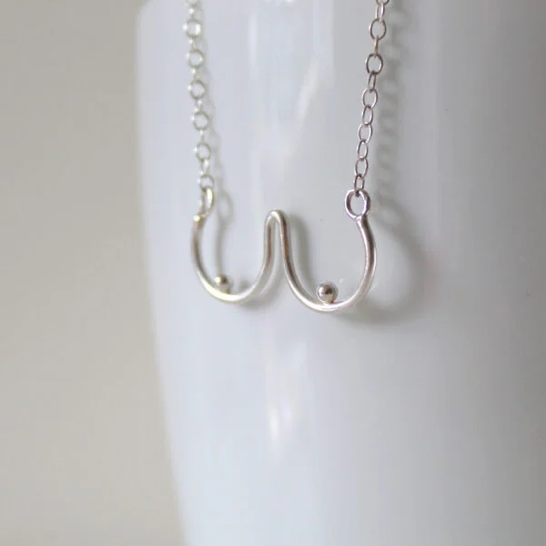 Shine On, Sterling Silver Boobs Necklace