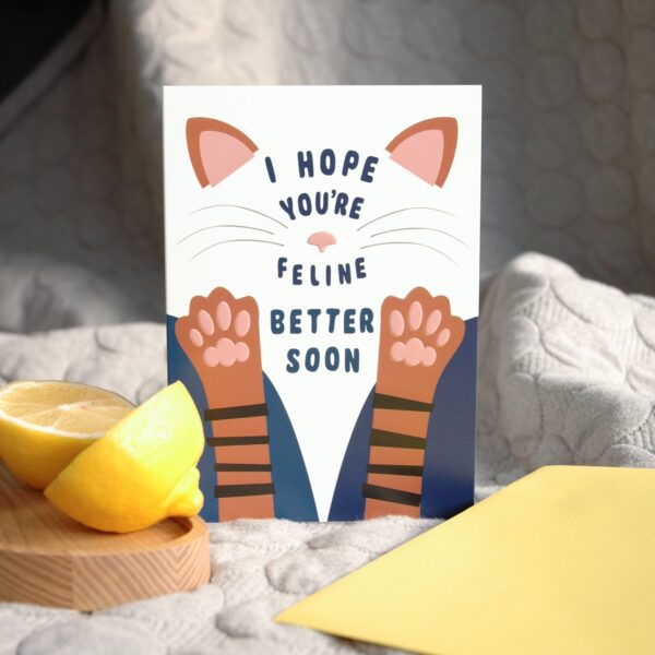 Get well soon cat card