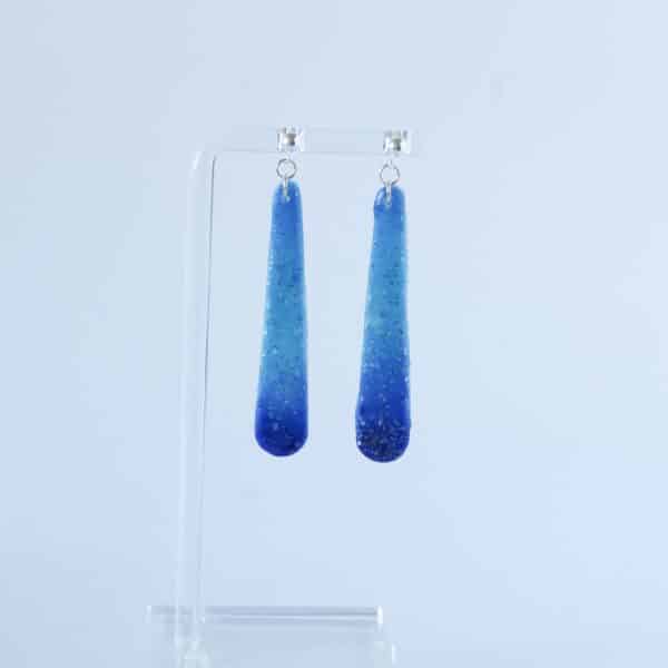 Blue/Green Polymer Clay Earrings with Sparkles. Finished with Sterling Silver Studs