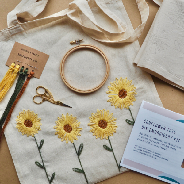 Sunflower Tote Bag DIY Hand Embroidery Kit for Beginners
