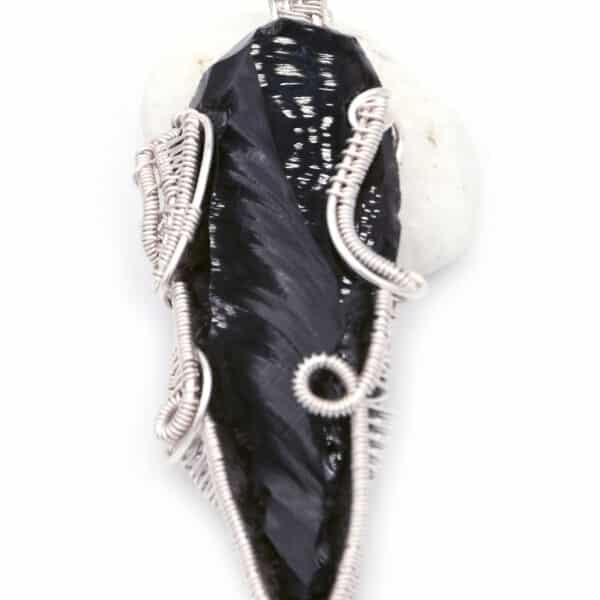 obsidian shared wire wrapped in silver plated copper