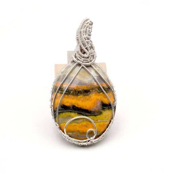 bumbelbee jasper pendant in silver plated copper wire