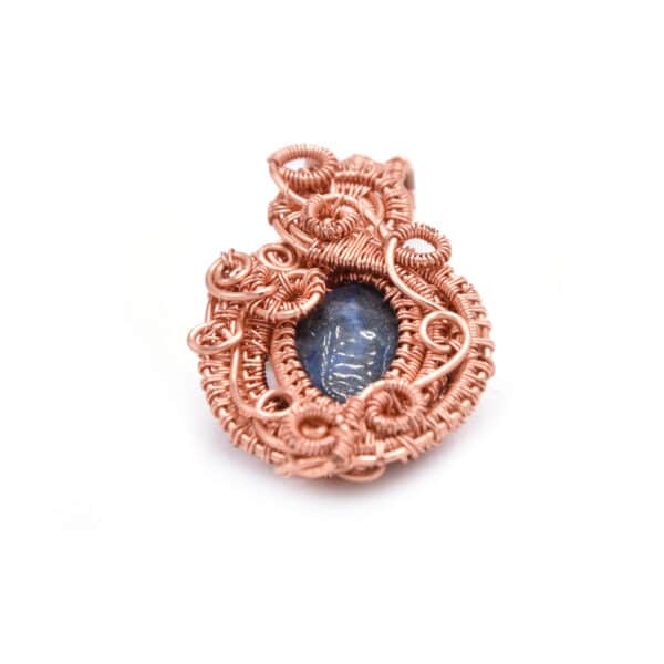wire wrapped lapis lazuli in copper