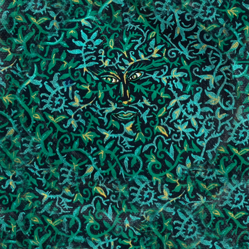 Green Man Imbolc Hand Painted Artwork - Fallow Moon. Pedddle