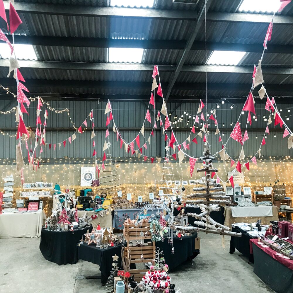 Market on the Farm at Yummy Yorkshire, Yummy Yorkshire, Hide & Hoof, Barn Market, Entrance, People browsing local traders