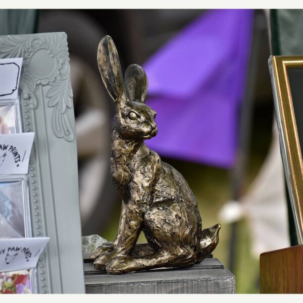 stall shot at the Drayton Winter Fair - Bronze Hare Sculpture. Chantilly Grey.
