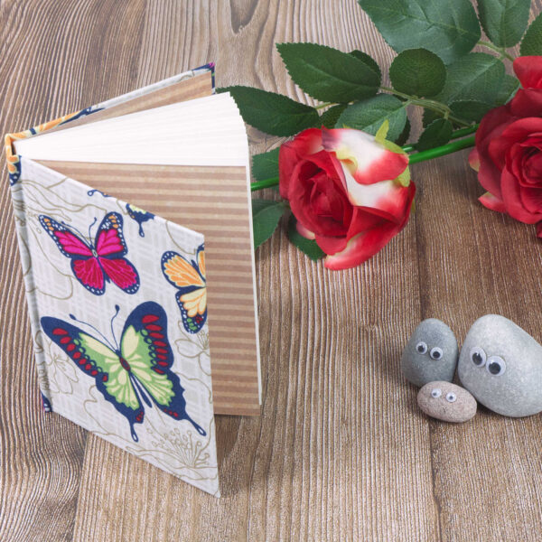 pebblepeoplepaper, A6 Sketchbook with Colourful Butterfly Design and Fabric Cover