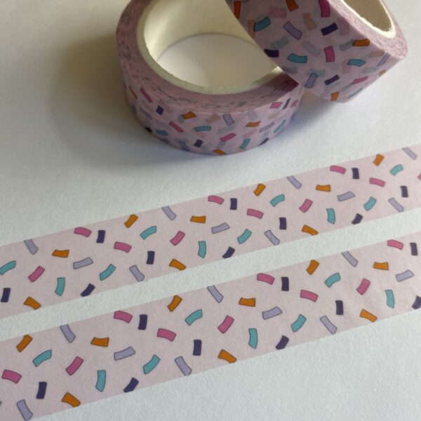 Pink Washi Tape with blue, purple and pink confetti design