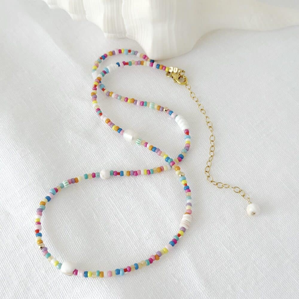 multi colour beaded gold necklace hardy to Hudson