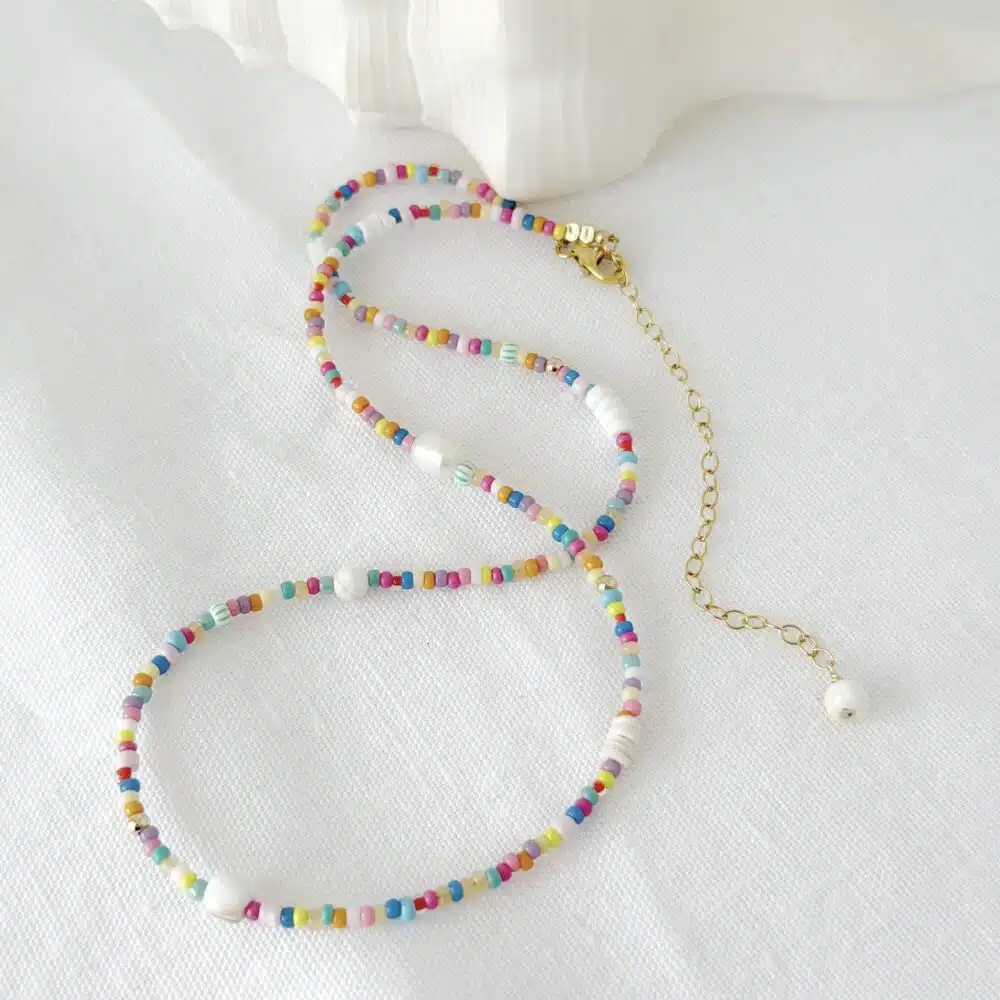 multi colour beaded gold necklace hardy to Hudson