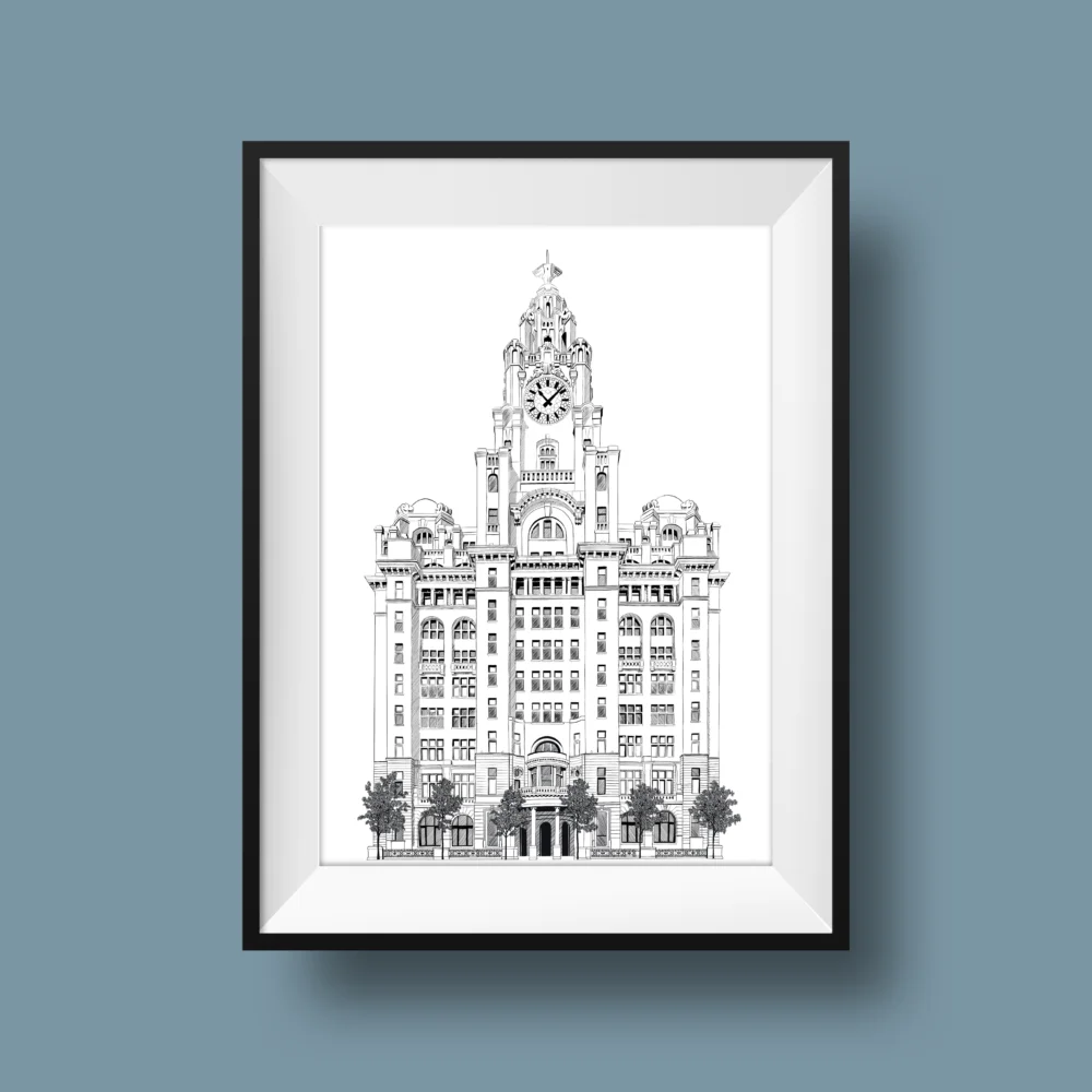 Beth Barnett Illustration, Liverpool Liver Building print