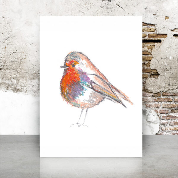 Techno coloured image of a Robin print
