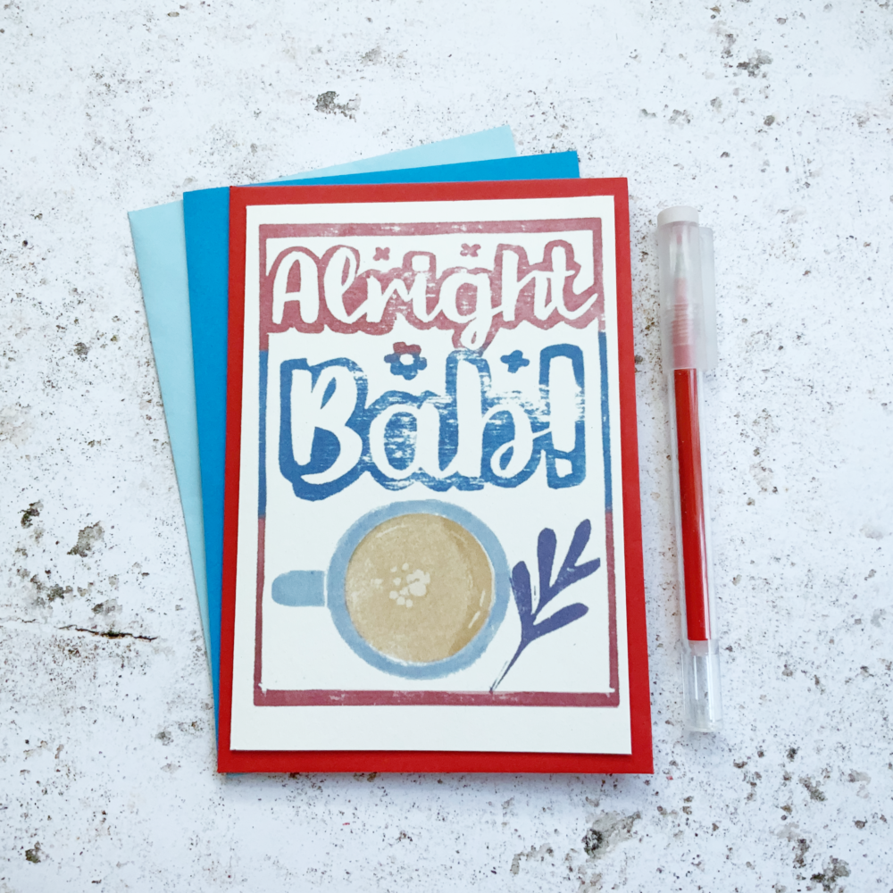 Fussy Geek Wares, Alright bab greetings card