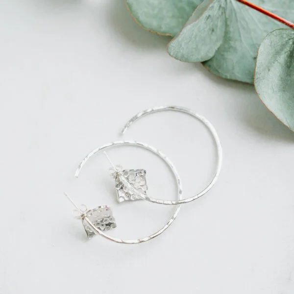 Silver Fox, Sterling Silver Hoop Earrings with interchangeable charm