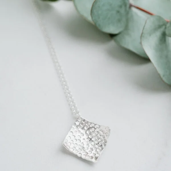 Silver Fox, Sterling Silver Square Textured Pendant