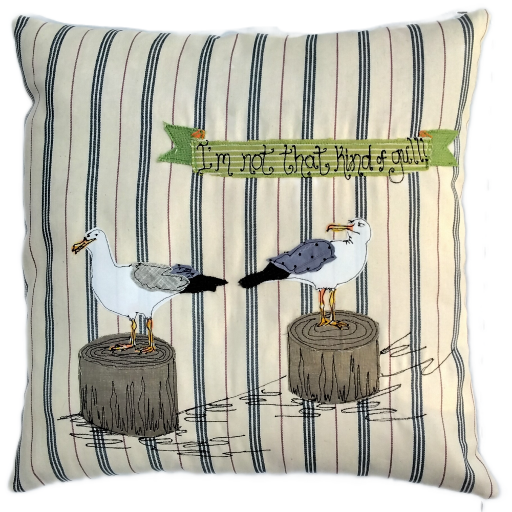Mae Kandoo Seagull cushion Not that kind of gull