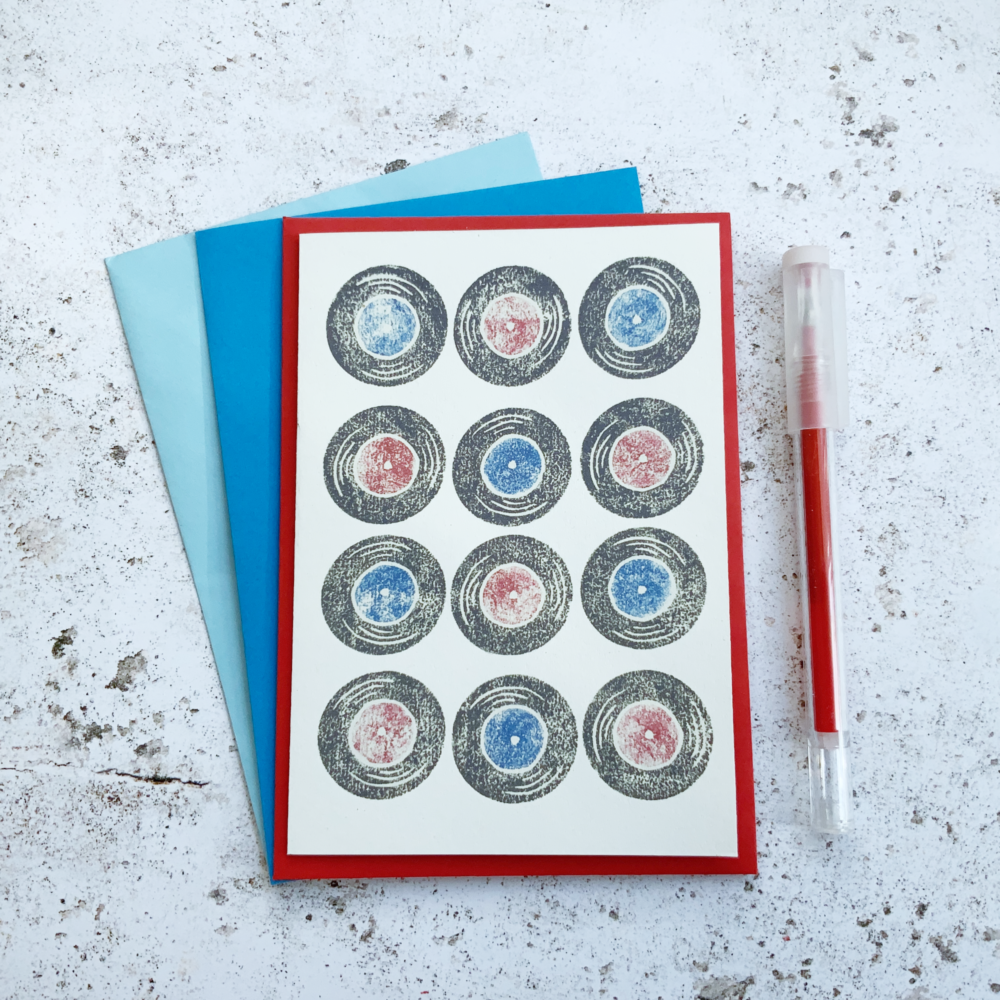 Fussy Geek Wares, vinyl records greetings card