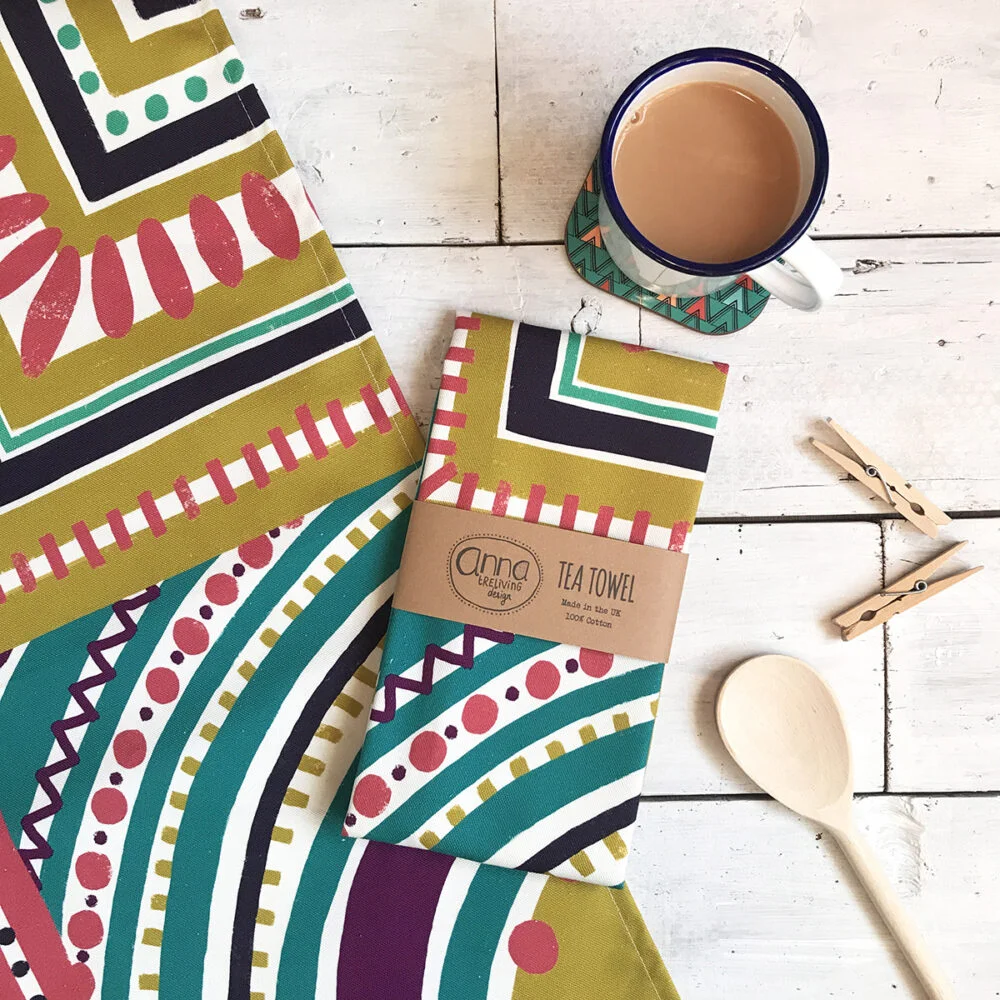 Anna Treliving bold patterned Tea Towel