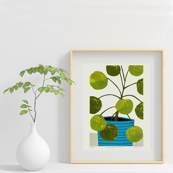 Kerry Day Arts Pilea Peperoiodies Reduction Lino Print £75 in frame