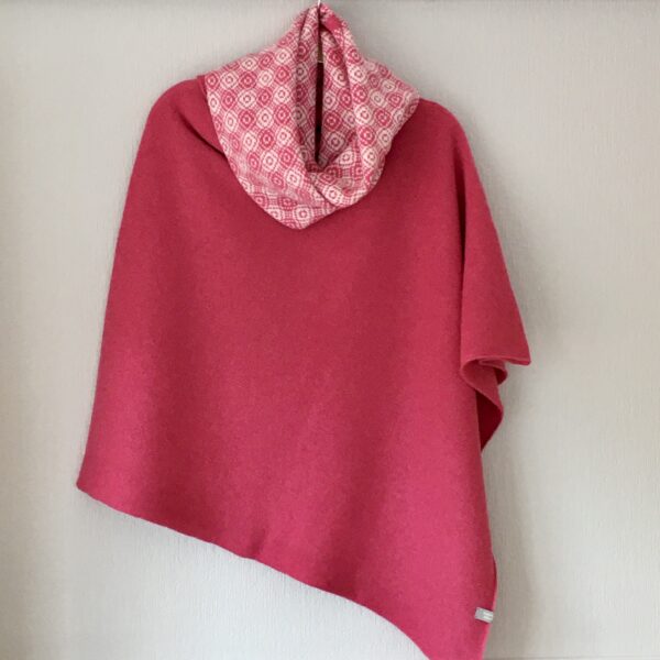 FinesseKnits, knitted merino lambswool pink poncho