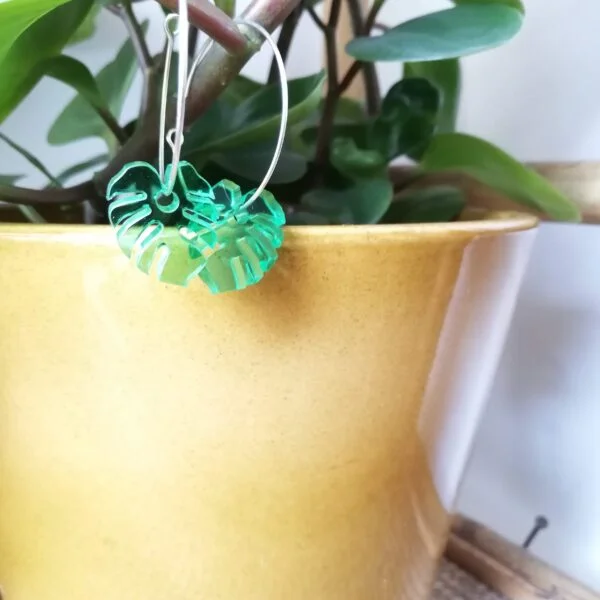 Laser Bones Mini Monstera Hoops