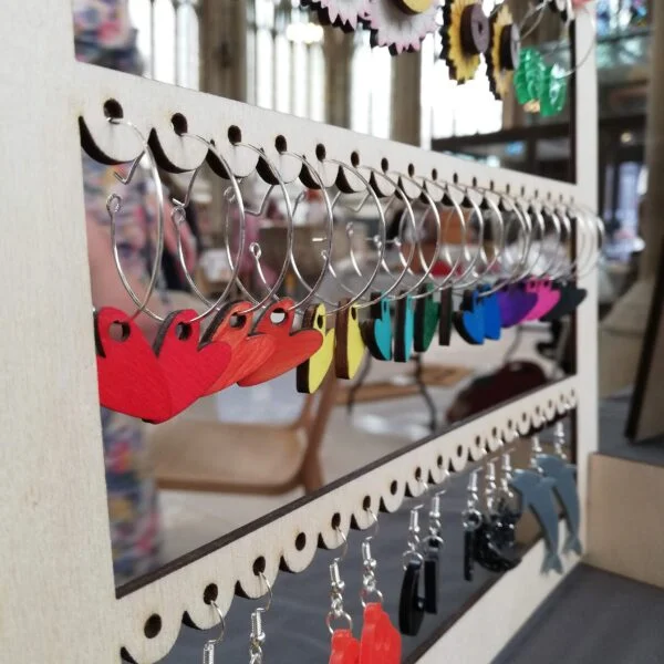 Laser Bones rainbow heart hoops