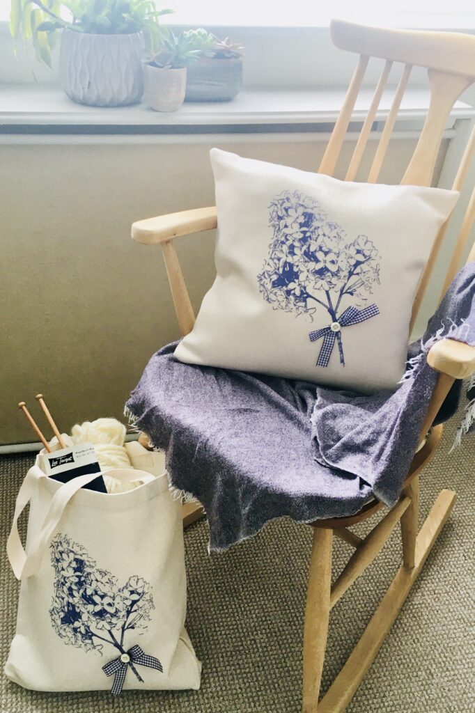 Jardinera Studio, Lilac Cushion & Tote Bag