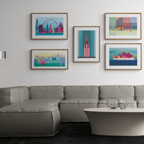 Gallery-wall-above-sofa-with-South-Island-Art-Bestselling-prints
