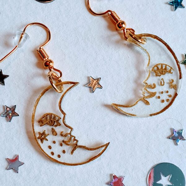 Mushypeadesign Gold Moon earrings -gold plated drop earrings