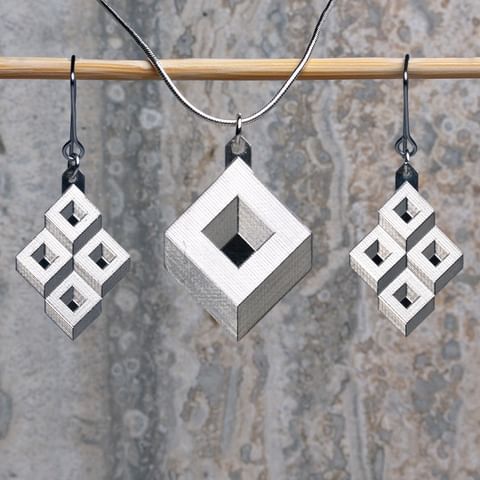 JaqAndSon Jewellery Geometric Necklace and Earrings Set