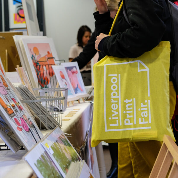 Branded yellow Liverpool Print Fair tote bag
