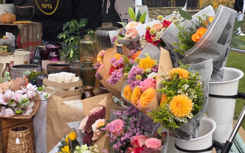 A stall filled with fresh flowers at Hylands Open Estate Day.