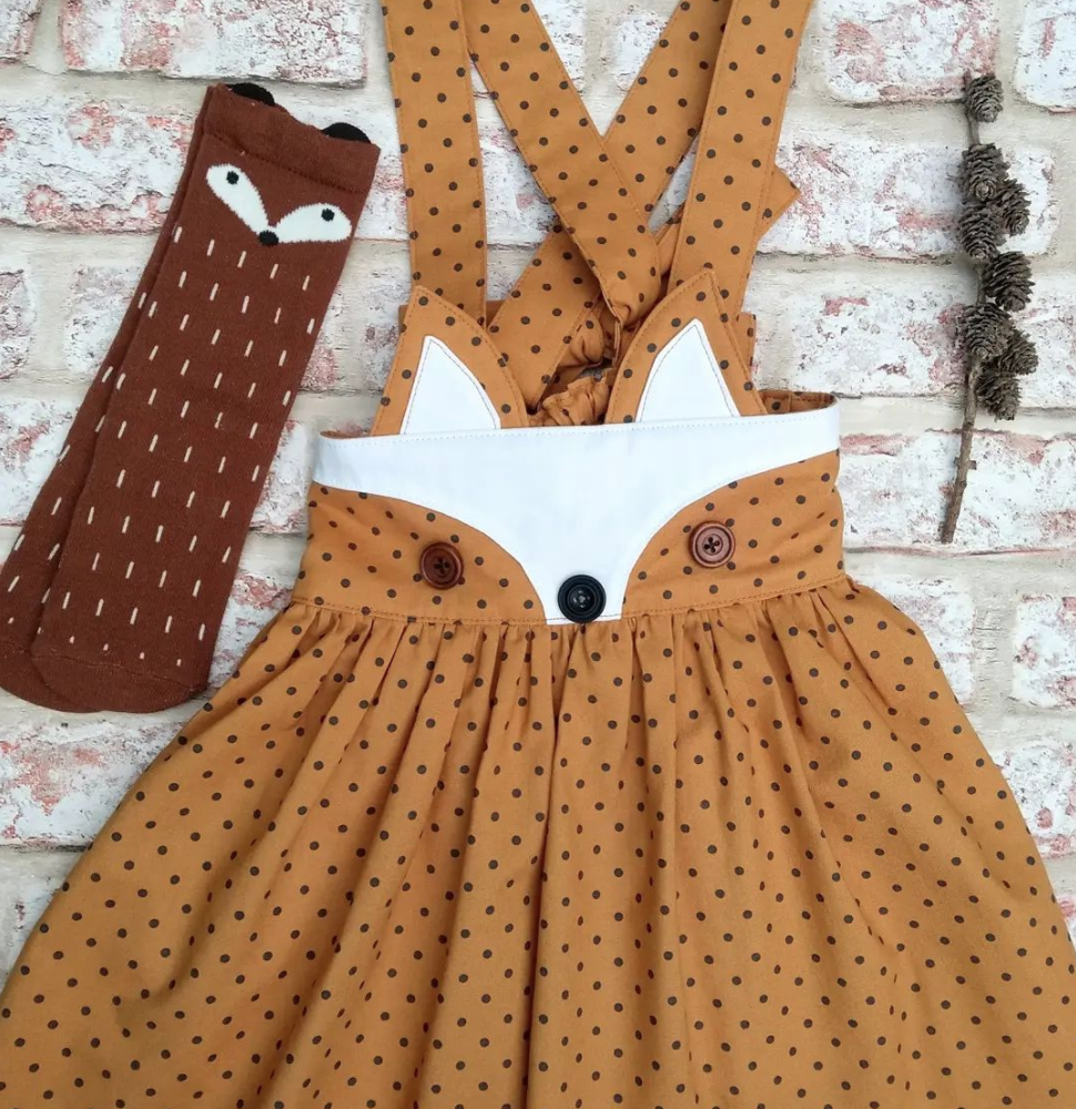 Nola-rosa Handmade Childrens Clothing, Autumnal Polka Dot Fox Kid's Dress