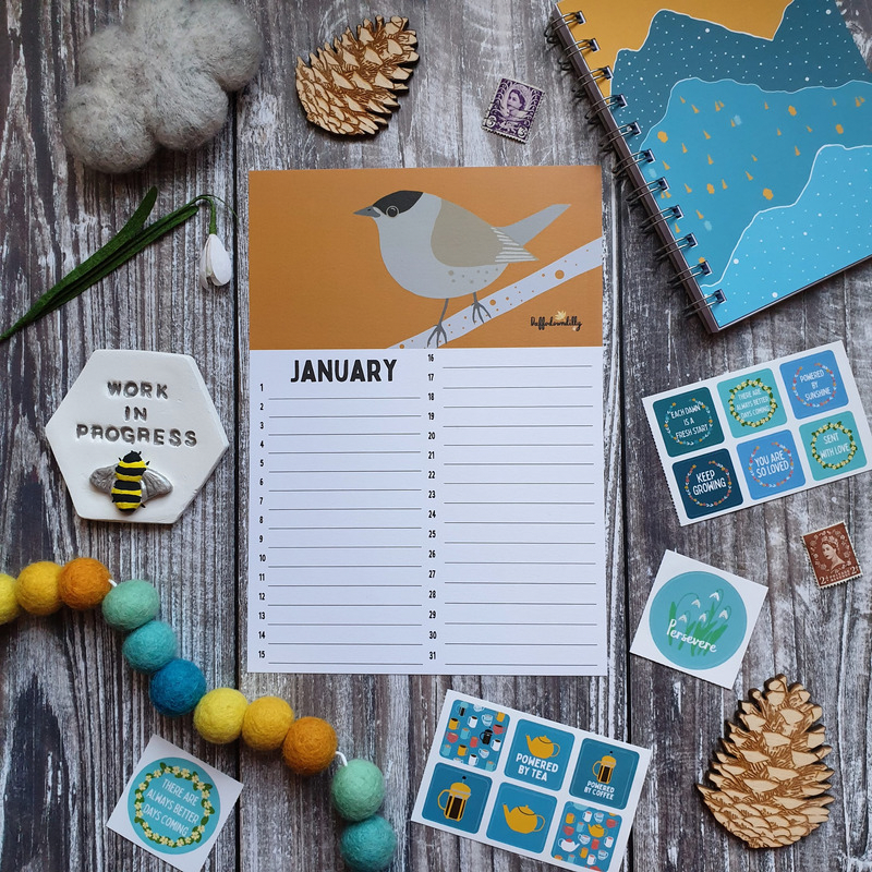 January calendar sheet flatlay by daffodowndilly, pedddle