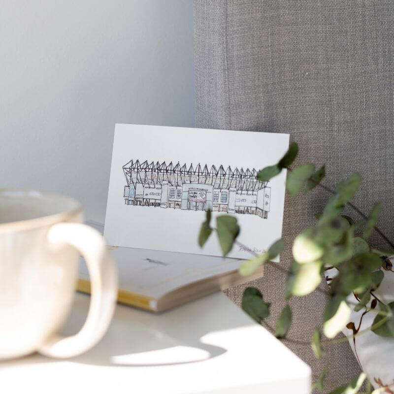 Jessica Sian Illustration original hand-drawn pen and watercolour illustration of Derby Football Club