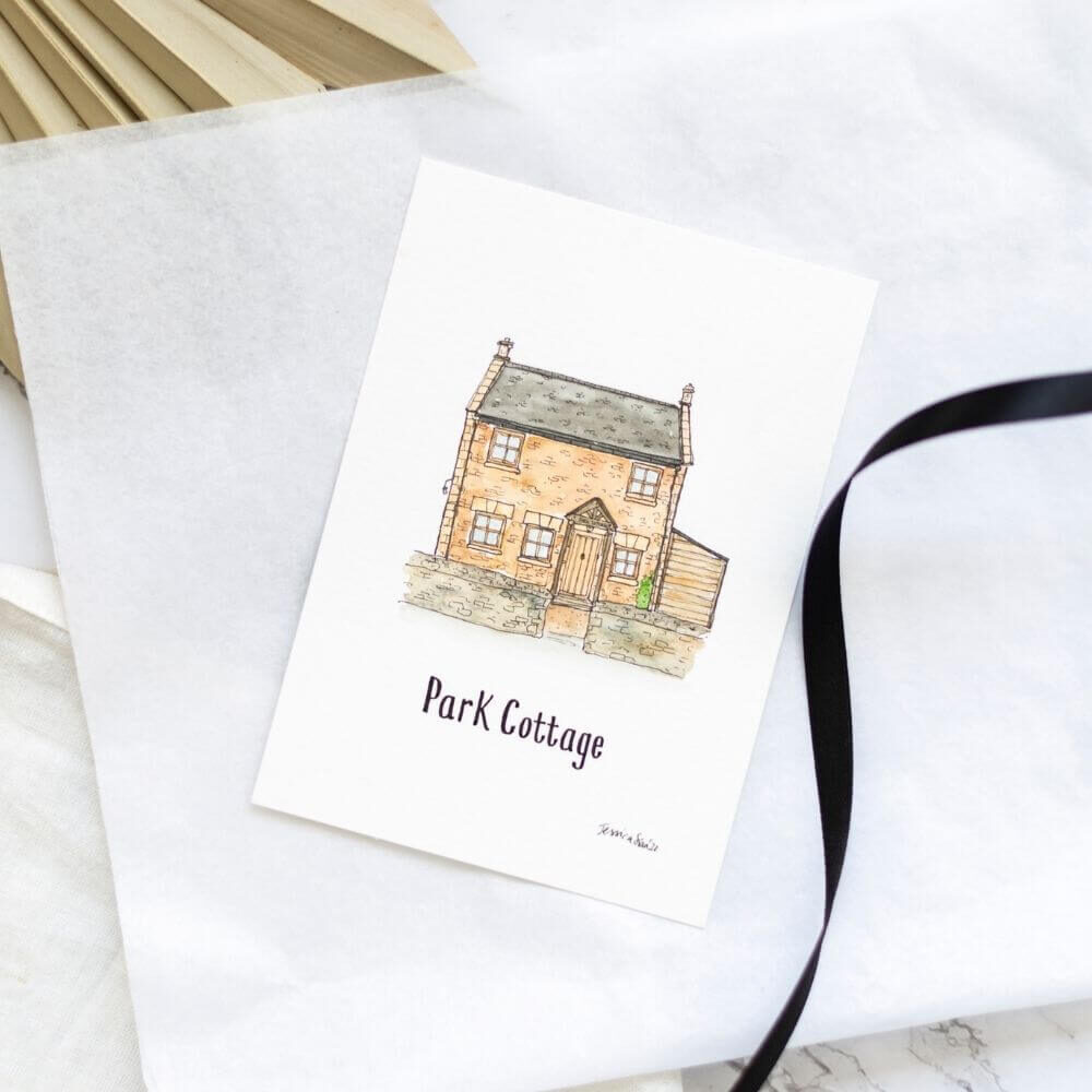 Jessica Sian Illustration bespoke pen and watercolour illustration of a home