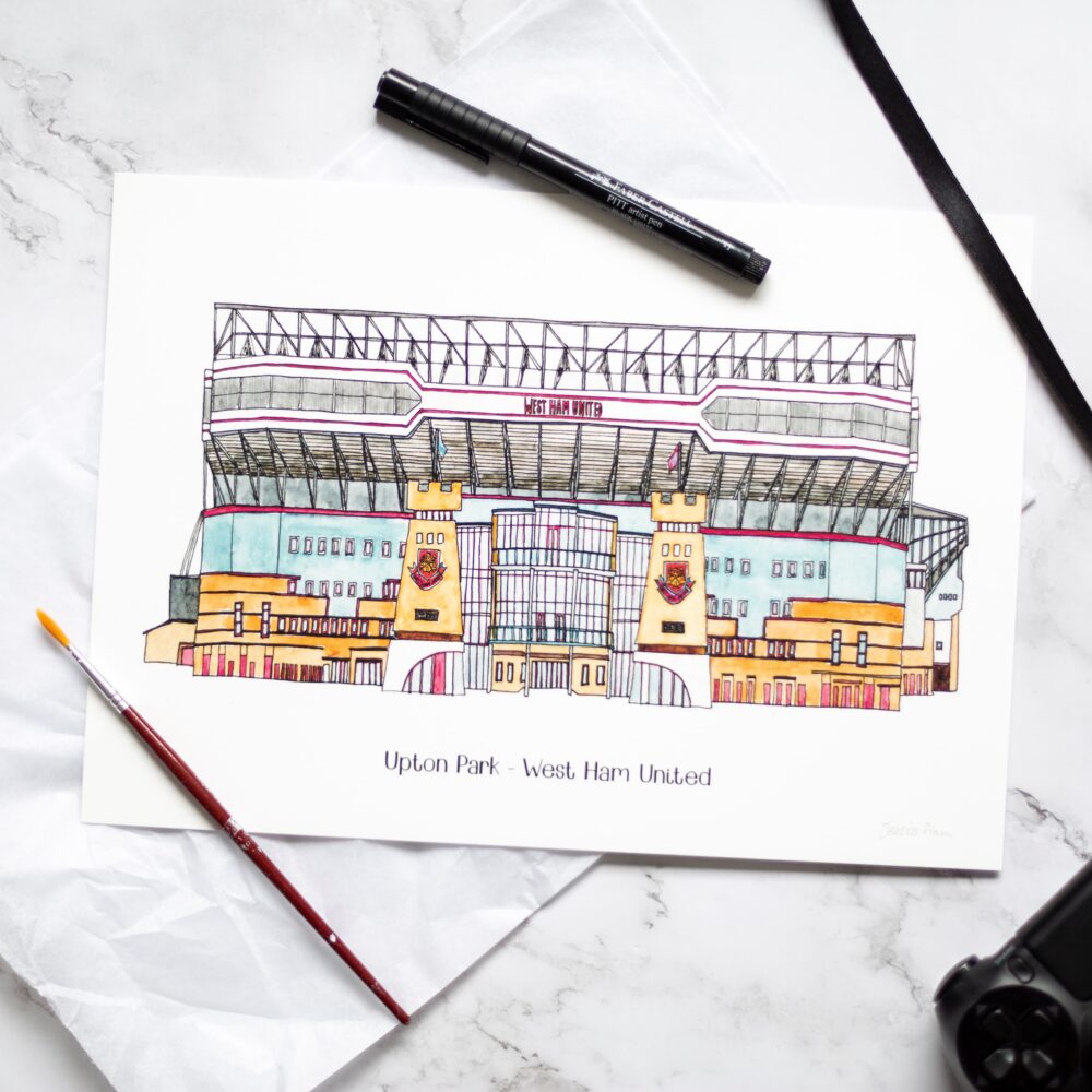 Jessica Sian Illustration, West Ham United Illustration Print of The Boleyn Ground