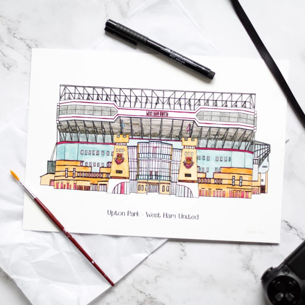 Jessica Sian Illustration, West Ham United Illustration Print of The Boleyn Ground