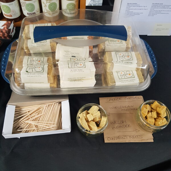 A selection of vegan cheese from Satsuma Pips as shown on Dash Vegan's stall